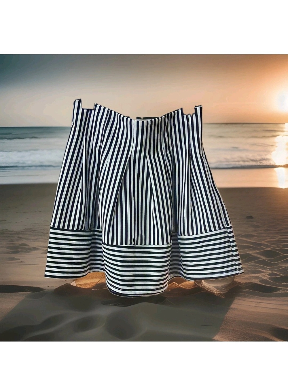 Ya Los Angeles Black and White Striped Full Circle Skirt